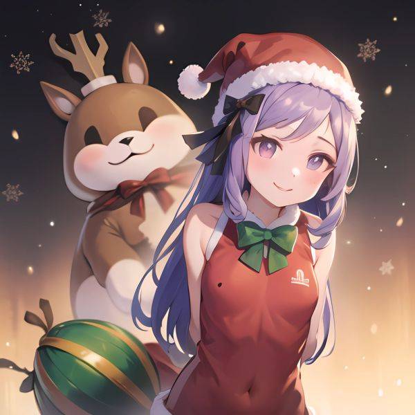 Mejiro Dober Umamusume 1girl Bell Blush Bow Christmas Ears Through Headwear Fur Trimmed Headwear Fur Trim Hat Hat Bow Long, 4259666343 - AIHentai - aihentai.co on pornsimulated.com