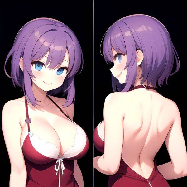 Yumi Senran Kagura 1girl Blue Eyes Breasts Cleavage Large Breasts Looking At Viewer Medium Breasts Paizuri Purple Hair Smile Upp, 3488234180 - AIHentai - aihentai.co on pornsimulated.com