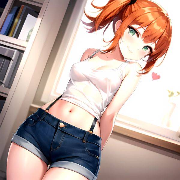 Misty Pokemon 1girl Blue Panties Breasts Denim Denim Shorts Head Tilt Heart Medium Breasts Navel Nipples No Bra Orange Hair, 4127881653 - AIHentai - aihentai.co on pornsimulated.com