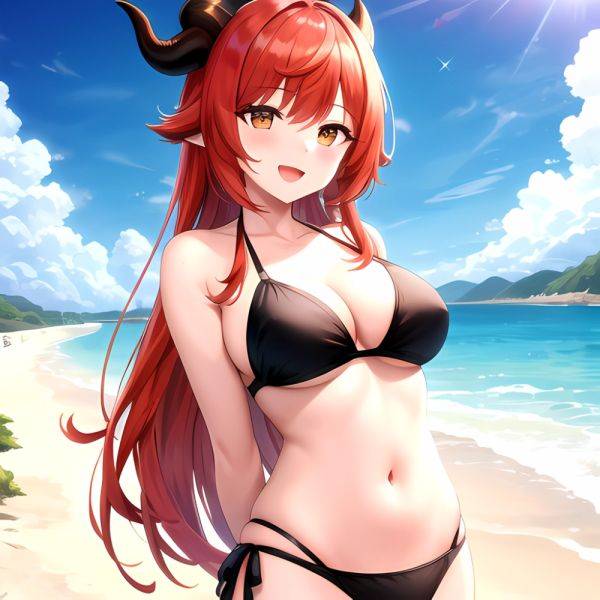 Nilou Genshin Impact 1girl Bare Shoulders Beach Bikini Blush Breasts Cleavage Collarbone Fake Horns Horns Large Breasts Long Hai, 517513836 - AIHentai - aihentai.co on pornsimulated.com