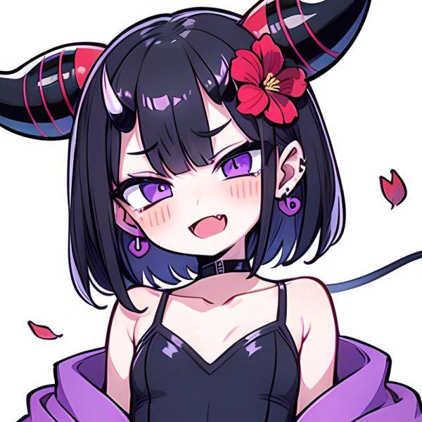 Shuten Douji Fate 1girl Blush Bob Cut Breasts Collarbone Earrings Fang Flower Hair Flower Hair Ornament Horns Jewelry Looking At, 2799034836 - AIHentai - aihentai.co on pornsimulated.com