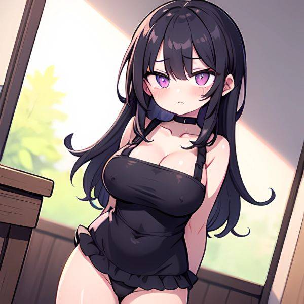 Fern Sousou No Frieren 1girl Apron Black Apron Black Panties Blunt Bangs Breasts Cleavage Collarbone Covered Navel Covered Nippl, 2888638361 - AIHentai - aihentai.co on pornsimulated.com