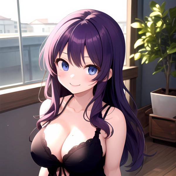 Yumi Senran Kagura 1girl Blue Eyes Breasts Cleavage Large Breasts Looking At Viewer Medium Breasts Paizuri Purple Hair Smile Upp, 372597490 - AIHentai - aihentai.co on pornsimulated.com