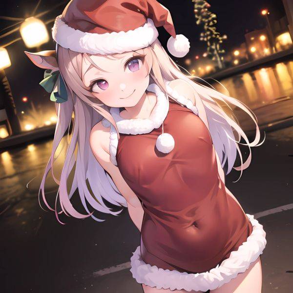 Mejiro Dober Umamusume 1girl Bell Blush Bow Christmas Ears Through Headwear Fur Trimmed Headwear Fur Trim Hat Hat Bow Long, 1211141084 - AIHentai - aihentai.co on pornsimulated.com