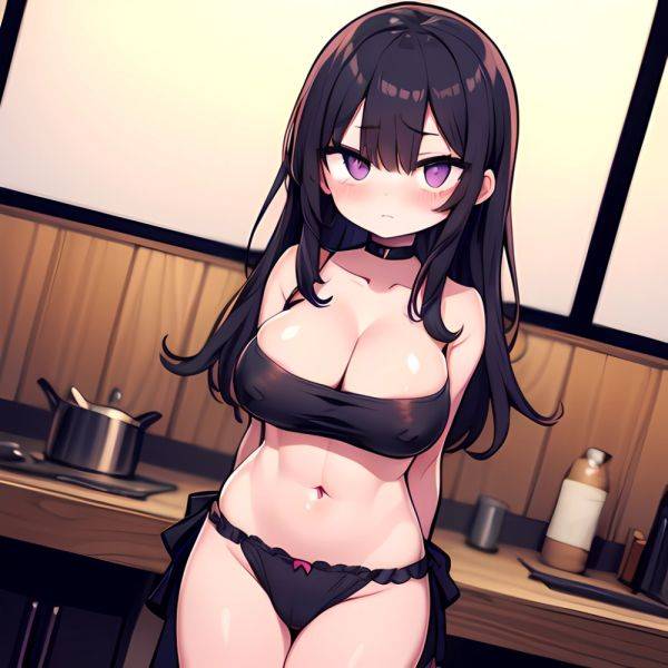Fern Sousou No Frieren 1girl Apron Black Apron Black Panties Blunt Bangs Breasts Cleavage Collarbone Covered Navel Covered Nippl, 3453399843 - AIHentai - aihentai.co on pornsimulated.com
