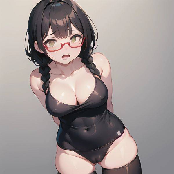 1girl Bare Shoulders Black Hair Black Nails Blush Braid Breasts Cameltoe Cleavage Cowboy Shot Large Breasts Like And Retweet Nip, 1850435024 - AIHentai - aihentai.co on pornsimulated.com