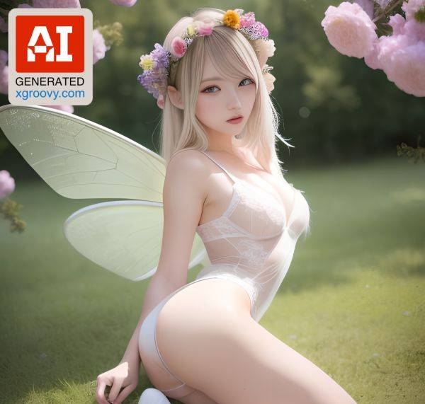 Korean cutie with white hair & bangs getting her fair skin & freckles naughty in a meadow of flowers, legs spread in ultra-HD naughtiness! - xgroovy.com on pornsimulated.com