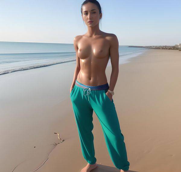 Teen Turkish Athlete Topless on Beach: Oiled Body, Big Hips, Perfect Boobs & Big Ass! - xgroovy.com on pornsimulated.com