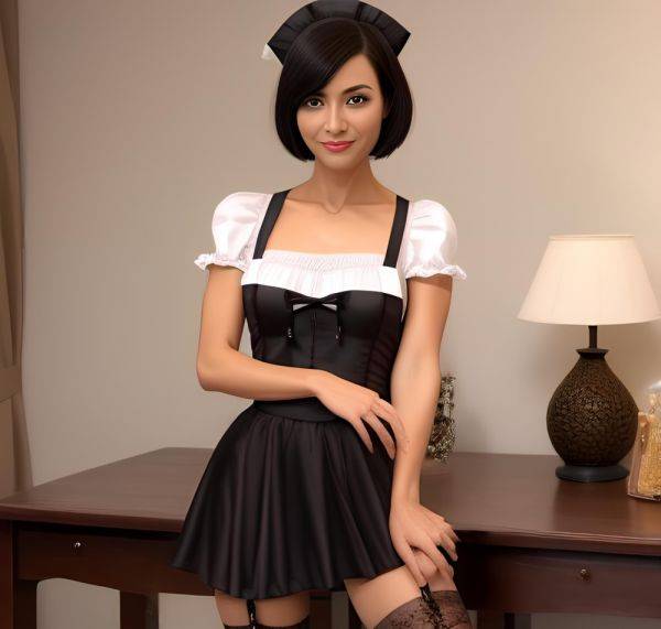 A 40yo Spanish pixie with serious beauty, black hair, mini skirt, blouse, stockings and a skinny figure - what more could you want? - xgroovy.com on pornsimulated.com