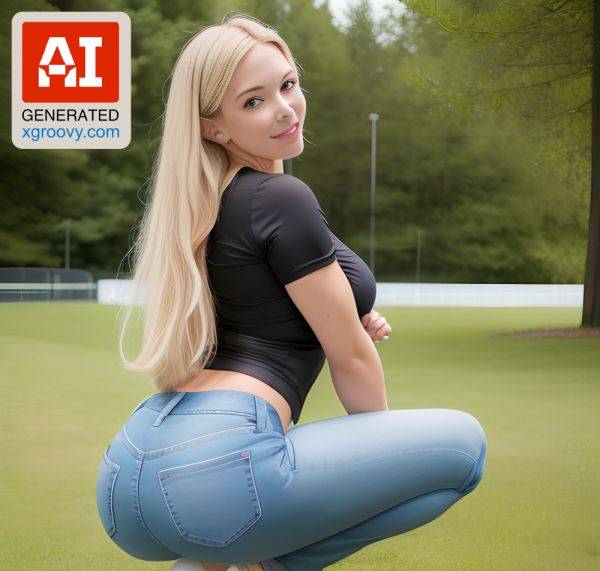 She squats, her tight jeans & shirt clinging to her toned body, her blonde hair cascading down her back. 'Fuck me,' she whispers. #SmallTits #BigAss #Skinny #LongHair #FairerSkin - xgroovy.com on pornsimulated.com
