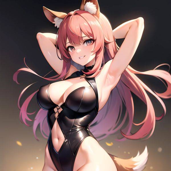 1girl Absurdres Animal Ear Fluff Animal Ears Arknights Arms Behind Head Chest Armor Covered Navel Gravel Arknights Highleg Highl, 2681014030 - AIHentai - aihentai.co on pornsimulated.com