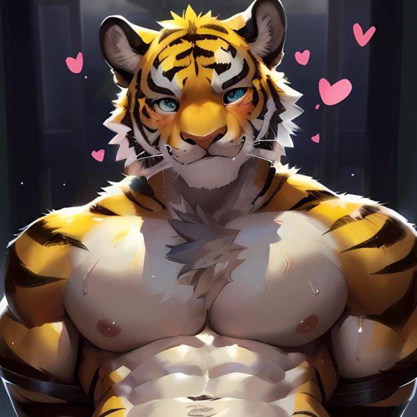 Kemono Bara Solo Anthro Male Tiger Golden Body Sitting Posing Naked Big Penis Sweat Drops Very Huge Muscles Very Large, 330653530 - AIHentai - aihentai.co on pornsimulated.com