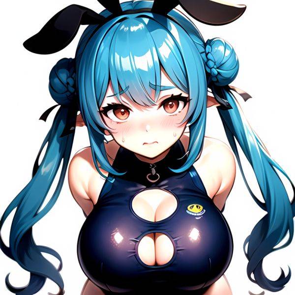 1girl Alternate Breast Size Animal Ear Fluff Animal Ears Animal Print Blue Hair Blush Breasts Cleavage Cutout Clothing Cutout Co, 3710076149 - AIHentai - aihentai.co on pornsimulated.com