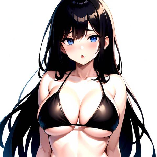 1girl O Absurdres Bikini Black Bikini Black Hair Blue Eyes Breasts Cleavage Collarbone Commentary Request Highres Large Breasts, 3394442582 - AIHentai - aihentai.co on pornsimulated.com