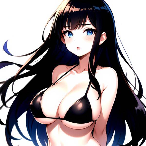 1girl O Absurdres Bikini Black Bikini Black Hair Blue Eyes Breasts Cleavage Collarbone Commentary Request Highres Large Breasts, 3653828462 - AIHentai - aihentai.co on pornsimulated.com