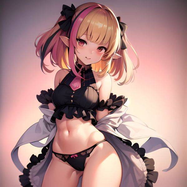 1girl Blonde Hair Frilled Panties Frills Highres Hip Bones Looking At Viewer Makaino Ririmu Multicolored Hair Navel Nijisanji No, 4133794611 - AIHentai - aihentai.co on pornsimulated.com
