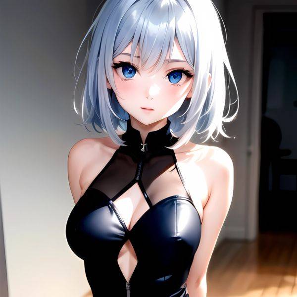 1girl Sexy Blue Eyes Silver Hair Arms Behind Back Facing The Camera Looking At The Camera, 2094827510 - AIHentai - aihentai.co on pornsimulated.com