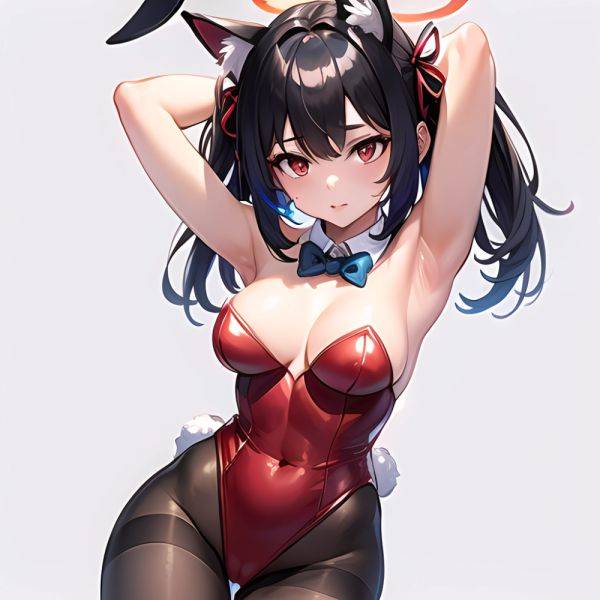 1girl Solo Animal Ears Armpits Black Hair Black Pantyhose Blue Archive Bow Bowtie Cat Ears Colored Inner Hair Coma Light825, 109155252 - AIHentai - aihentai.co on pornsimulated.com