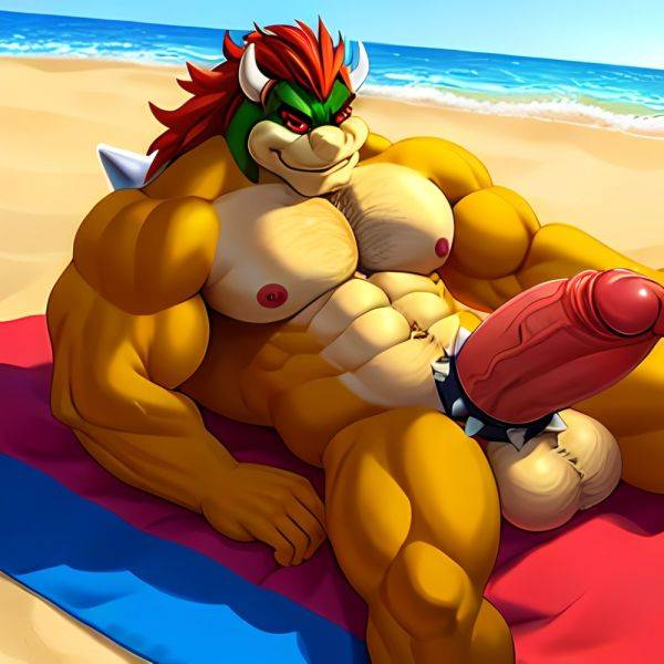 Bowser Laying On The Beach Yellow Skin Laying On A Towel Nude Beach Big Balls Big Penis Nipples Veins Muscles, 321137041 - AIHentai - aihentai.co on pornsimulated.com