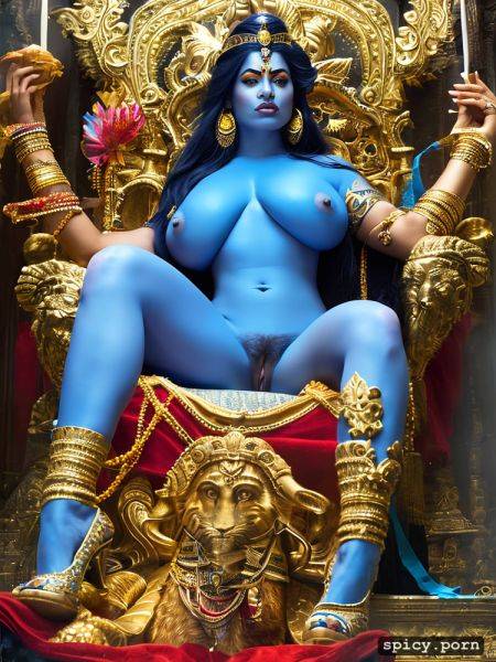 Hindu, naked body, kali devi, maythology, crown on head, blue skin - spicy.porn on pornsimulated.com