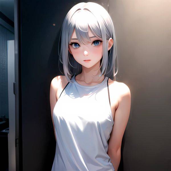 1girl Sexy Blue Eyes Silver Hair Arms Behind Back Facing The Camera Looking At The Camera, 2486893431 - AIHentai - aihentai.co on pornsimulated.com