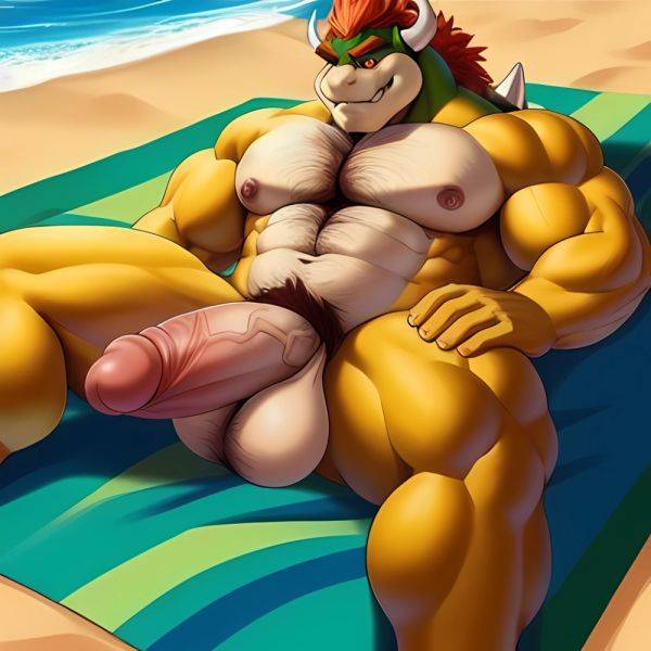 Bowser Laying On The Beach Yellow Skin Laying On A Towel Nude Beach Big Balls Big Penis Nipples Veins Muscles, 2278094424 - AIHentai - aihentai.co on pornsimulated.com