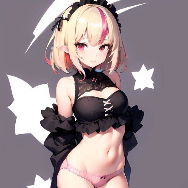 1girl Blonde Hair Frilled Panties Frills Highres Hip Bones Looking At Viewer Makaino Ririmu Multicolored Hair Navel Nijisanji No, 4111429640 - AIHentai - aihentai.co on pornsimulated.com