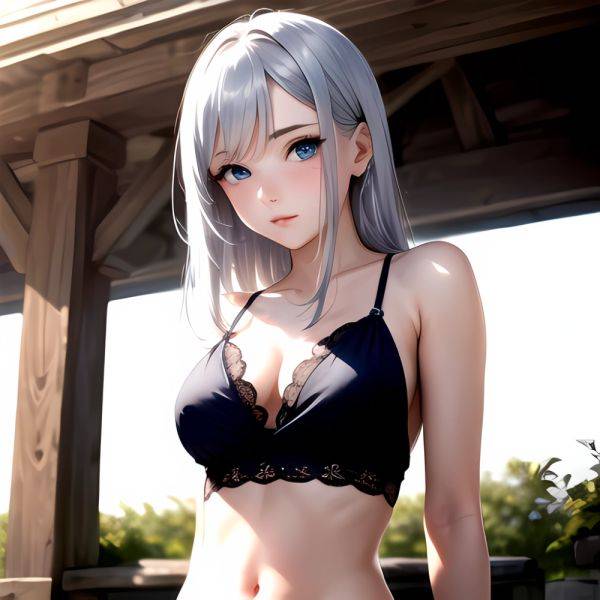 1girl Sexy Blue Eyes Silver Hair Arms Behind Back Facing The Camera Looking At The Camera, 873579889 - AIHentai - aihentai.co on pornsimulated.com