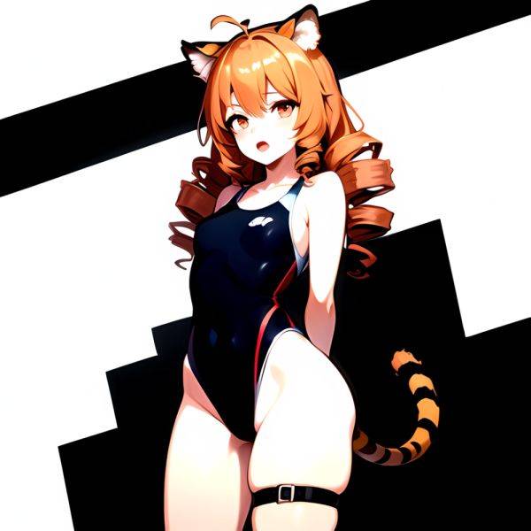 1girl Ahoge Animal Ears Arknights Black One Piece Swimsuit Blush Center Opening Drill Hair Drill Sidelocks Groin Highres Invisib, 3711601234 - AIHentai - aihentai.co on pornsimulated.com