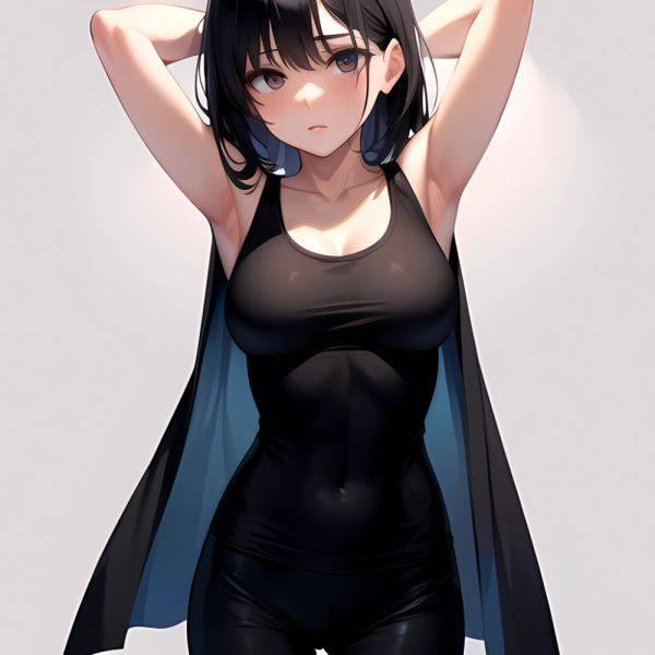 1girl Solo Tank Top Leggings Standing Fully Clothed Pov Simple Background Arms Behind Head, 1920664342 - AIHentai - aihentai.co on pornsimulated.com