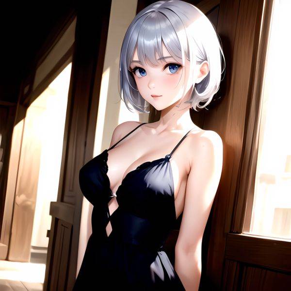 1girl Sexy Blue Eyes Silver Hair Arms Behind Back Facing The Camera Looking At The Camera, 109449859 - AIHentai - aihentai.co on pornsimulated.com