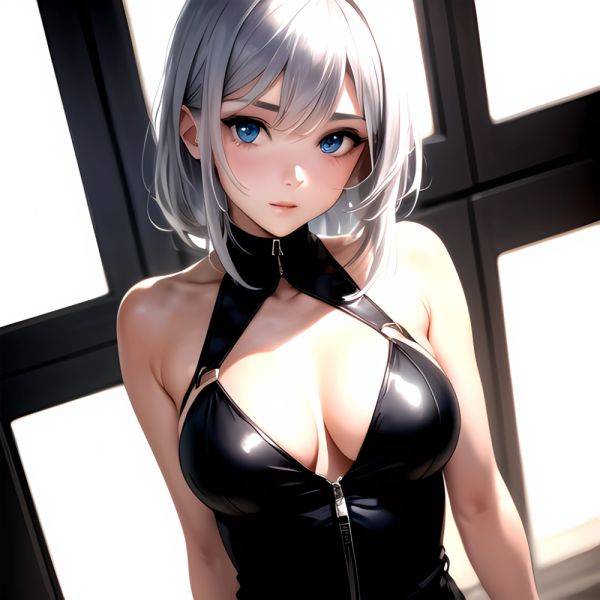 1girl Sexy Blue Eyes Silver Hair Arms Behind Back Facing The Camera Looking At The Camera, 4117463492 - AIHentai - aihentai.co on pornsimulated.com