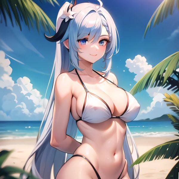 1girl Absurdres Bare Shoulders Beach Bikini Blue Eyes Blue Sky Blush Braid Braided Ponytail Breasts Cleavage Collarbone Genshin, 1855266502 - AIHentai - aihentai.co on pornsimulated.com