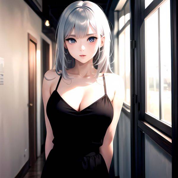 1girl Sexy Blue Eyes Silver Hair Arms Behind Back Facing The Camera Looking At The Camera, 2668696449 - AIHentai - aihentai.co on pornsimulated.com