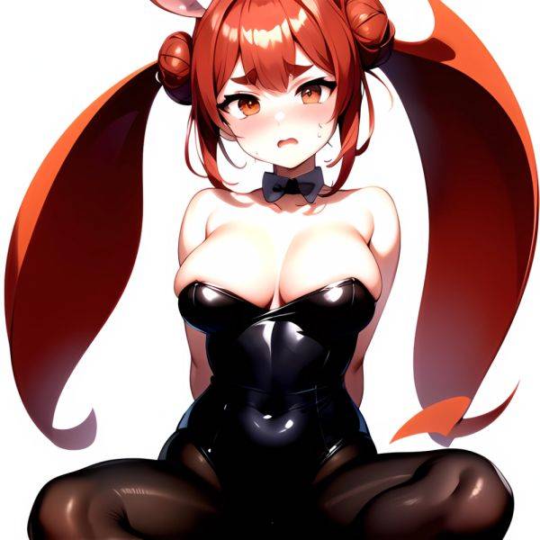 1girl Alternate Breast Size Animal Ear Fluff Animal Ears Red Hair Blush Breasts Double Bun Embarrassed Hair Bun Haro Art, 1354701874 - AIHentai - aihentai.co on pornsimulated.com