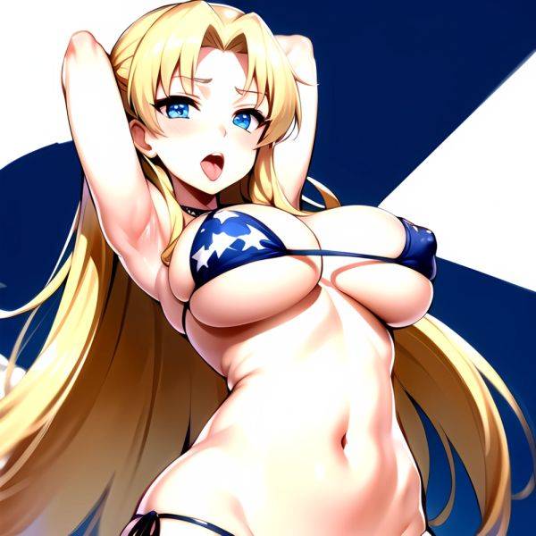 1girl American Flag Bikini Armpits Arms Behind Head Bikini Blonde Hair Blue Eyes Blush Breasts Covered Erect Nipples Flag Print, 3573392460 - AIHentai - aihentai.co - Usa on pornsimulated.com