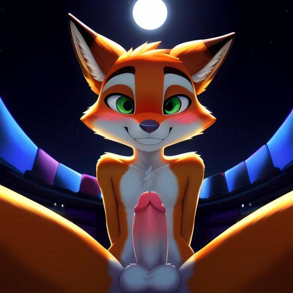Solo Male Fox Anthro Zootopia Style Sitting Down Detailed Background Furry Slim Smiling Balls Sheath Soft Shading Nighttime Gree, 1528846235 - AIHentai - aihentai.co on pornsimulated.com