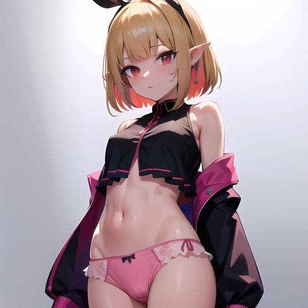 1girl Blonde Hair Frilled Panties Frills Highres Hip Bones Looking At Viewer Makaino Ririmu Multicolored Hair Navel Nijisanji No, 700181796 - AIHentai - aihentai.co on pornsimulated.com