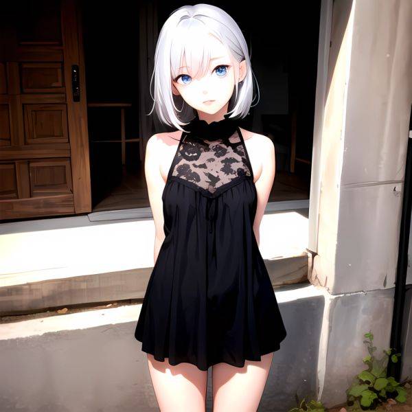 1girl Sexy Blue Eyes Silver Hair Arms Behind Back Facing The Camera Looking At The Camera, 2672360505 - AIHentai - aihentai.co on pornsimulated.com