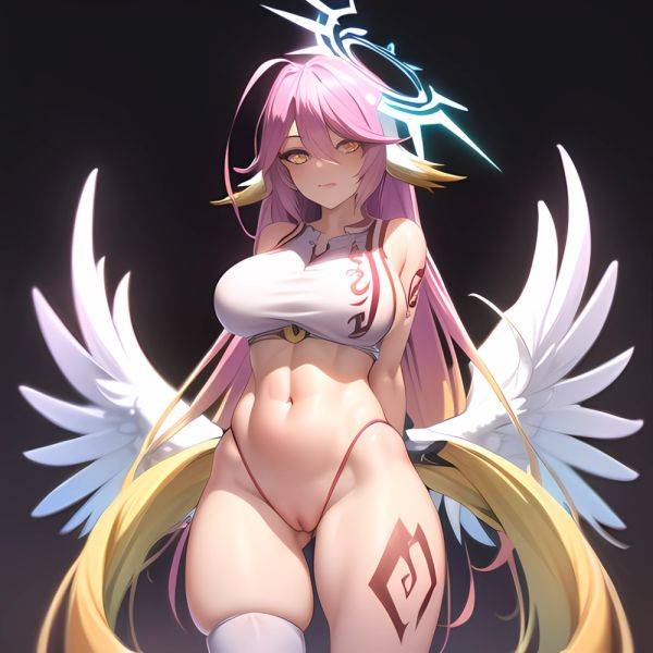 Ngnl Jibril Jibril Anime Absurdres Long Hair Pink Hair Halo Large Breasts Symbol Shaped Pupils Tattoo Cleavage Naked Sideboob Mi, 2956532958 - AIHentai - aihentai.co on pornsimulated.com