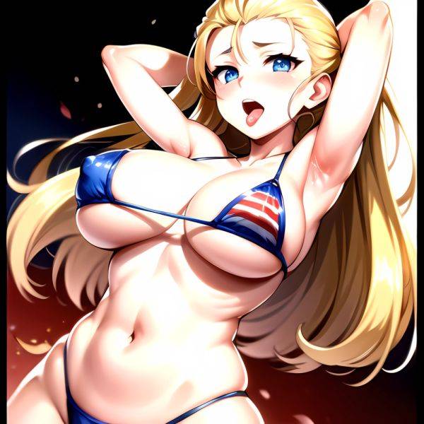 1girl American Flag Bikini Armpits Arms Behind Head Bikini Blonde Hair Blue Eyes Blush Breasts Covered Erect Nipples Flag Print, 1084322719 - AIHentai - aihentai.co - Usa on pornsimulated.com