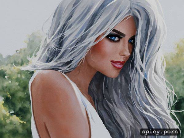 A very beautiful woman with blue eyes and white hair, no more than 25 years old - spicy.porn on pornsimulated.com