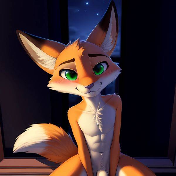 Solo Male Fox Anthro Zootopia Style Sitting Down Detailed Background Furry Slim Smiling Balls Sheath Soft Shading Nighttime Gree, 2602196235 - AIHentai - aihentai.co on pornsimulated.com