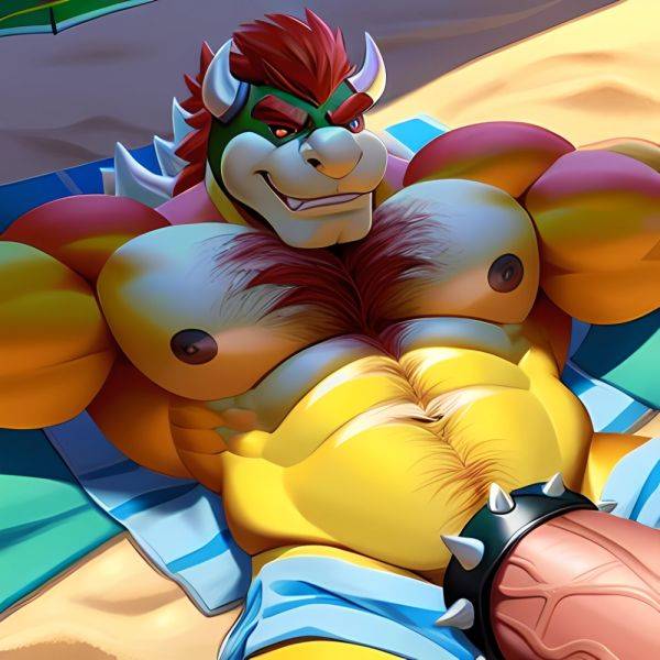 Bowser Laying On The Beach Yellow Skin Laying On A Towel Nude Beach Big Balls Big Penis Nipples Veins Muscles, 3639639645 - AIHentai - aihentai.co on pornsimulated.com