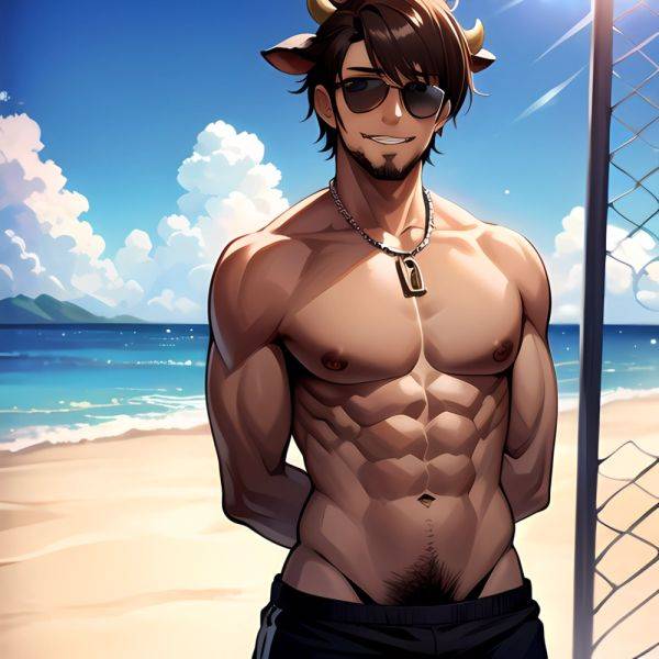 Naked Abs Adjusting Eyewear Atlas Vos Bara Beach Bracelet Brown Eyes Brown Hair Bulge Collarbone Commission Cow Horns Dark Skinn, 2060377337 - AIHentai - aihentai.co on pornsimulated.com