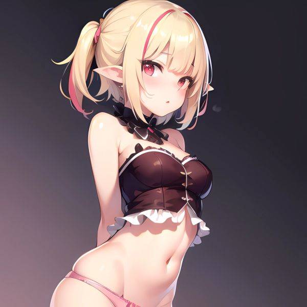 1girl Blonde Hair Frilled Panties Frills Highres Hip Bones Looking At Viewer Makaino Ririmu Multicolored Hair Navel Nijisanji No, 2976190615 - AIHentai - aihentai.co on pornsimulated.com