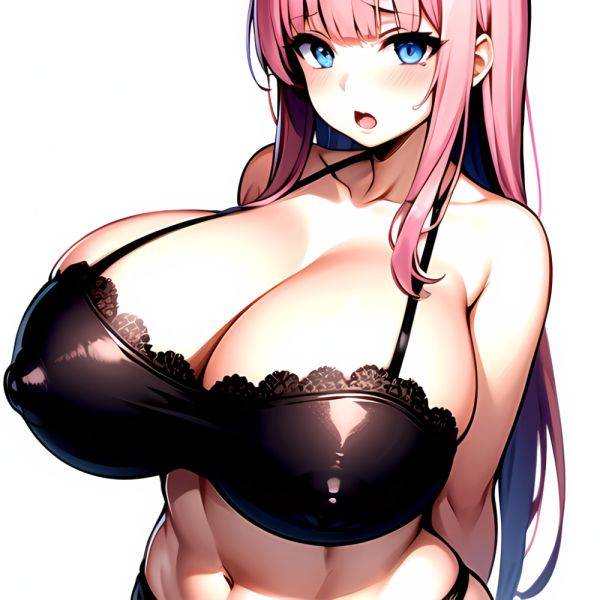 1girl Arms Behind Back Bare Shoulders Black Panties Blue Eyes Blunt Bangs Blush Breasts Collarbone Gigantic Breasts Lingerie Lon, 19491404 - AIHentai - aihentai.co on pornsimulated.com