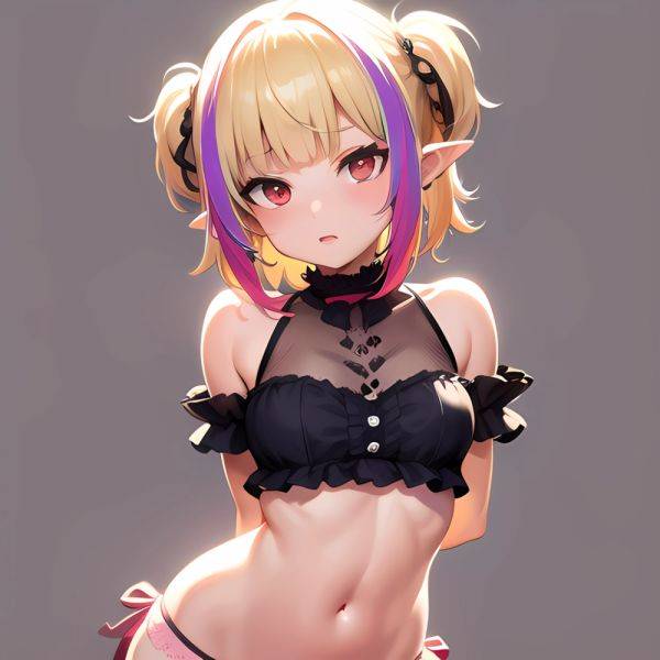 1girl Blonde Hair Frilled Panties Frills Highres Hip Bones Looking At Viewer Makaino Ririmu Multicolored Hair Navel Nijisanji No, 2473966469 - AIHentai - aihentai.co on pornsimulated.com