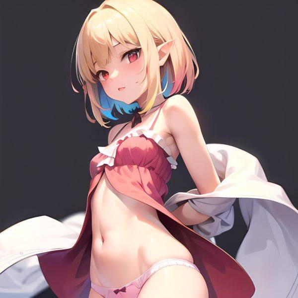 1girl Blonde Hair Frilled Panties Frills Highres Hip Bones Looking At Viewer Makaino Ririmu Multicolored Hair Navel Nijisanji No, 3052936296 - AIHentai - aihentai.co on pornsimulated.com