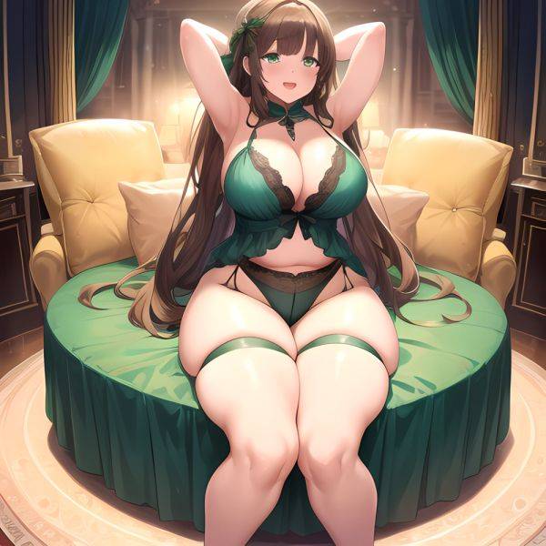 Smiling Open Mouth Sexy Naughty Green Eyes Lingerie Big Ass Very Thick Obese 1 4 Sitting Down Absurdres Blush 1, 2713402521 - AIHentai - aihentai.co on pornsimulated.com